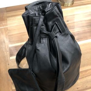 Gucci lamb skin black leather single strap bag